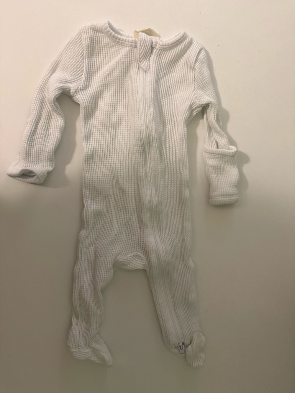 Spearmint LOVE White Waffle Knit Footie
